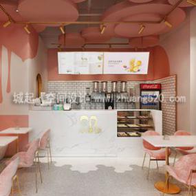 簡約風格奶茶店裝潢效果圖