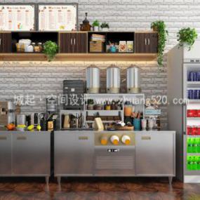 簡約風(fēng)格奶茶店裝飾設(shè)計效果圖