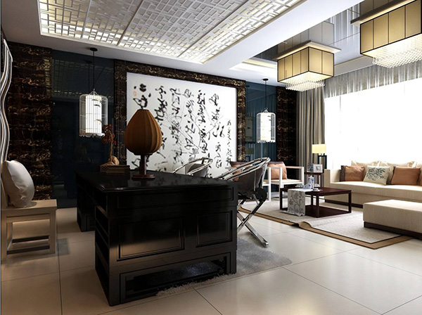 中式風格<a href=http://www.tt45tt.cn target=_blank class=infotextkey>辦公室裝修</a>效果圖片